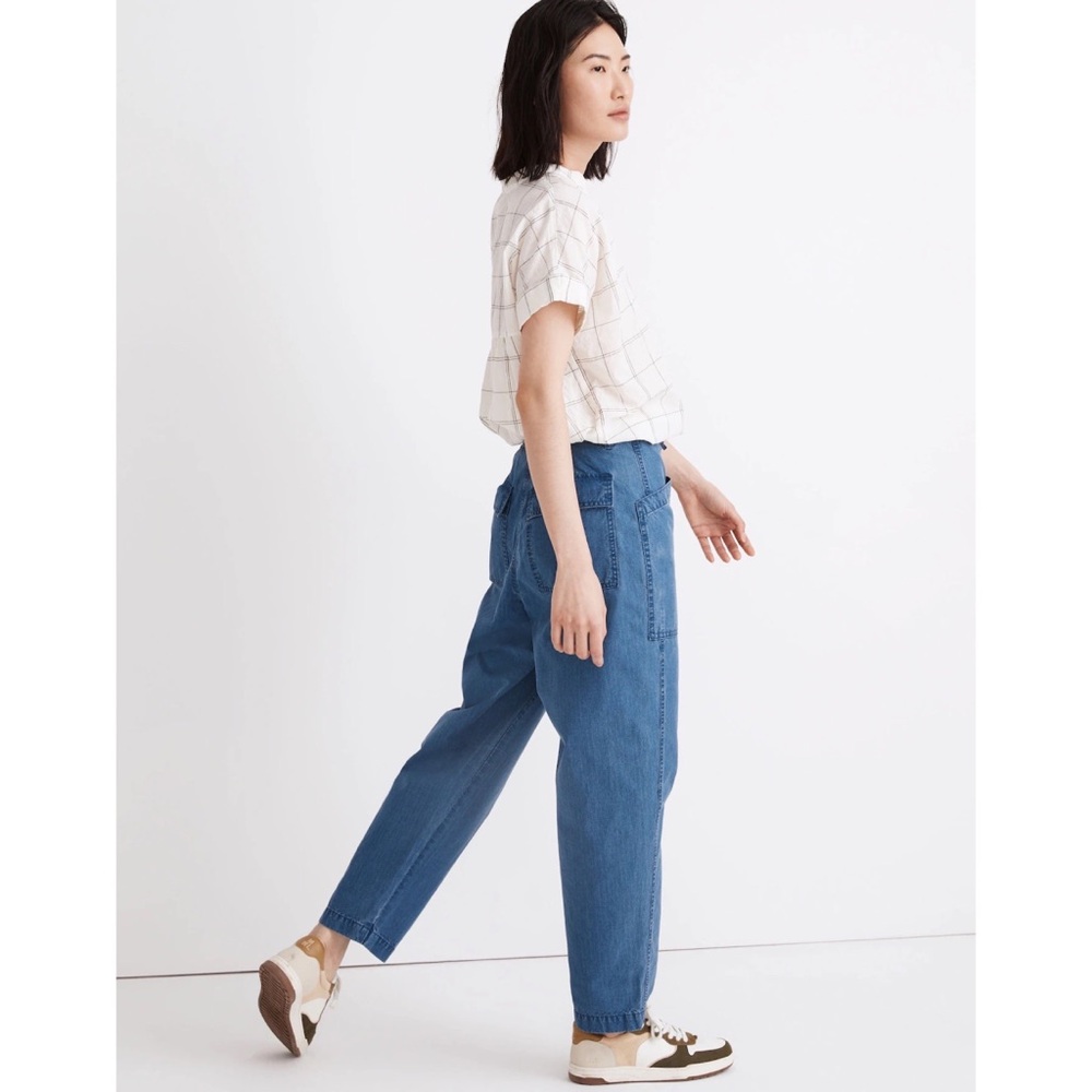 Madewell Indigo Ripstop Drawstring Cargo Pants Blue Sz 26 - Picture 3 of 10